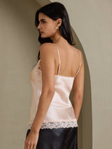 [Rosa] SilkSilky-SE Spaghetti Strap V Neck Cami Toppar 002