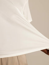 [Vit] SilkSilky-SE Kort Ärm Rund Halsringning Dam T-Shirt 005