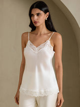 [Vit] SilkSilky-SE Spaghetti Strap V Neck Cami Toppar 006