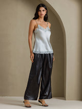 [Gråblå] SilkSilky-SE Spaghetti Strap V Neck Cami Toppar 007