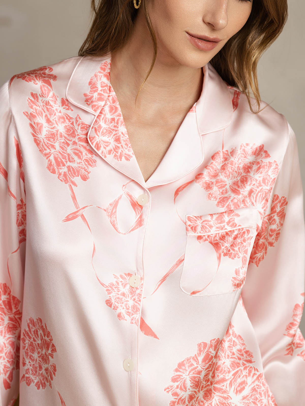 [Korallblommor] SilkSilky-SE Rent Silke Womens Pajamas 005