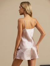 [Rosa Hjärta Geo] SilkSilky-SE 19Momme Spaghetti Rem V Ringning Camisole Set 002