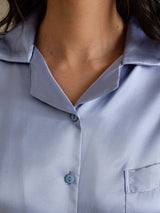 [Stålblå] SilkSilky-SE Long Sleeve Lapel Collar Dam Pyjama 004