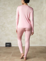 [Rosa] SilkSilky-SE Lång Ärm Rund Halsringning Dam Långkalsonger 002