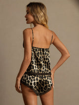[Leopard] SilkSilky-SE Spaghetti Strap V Neck Camisole Set 002