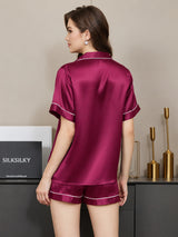 [Fuchsia] SilkSilky-SE Short Sleeve Lapel Collar Dam Pyjama 002