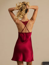 [Vin] SilkSilky-SE Spaghetti Strap Deep V Neck Nattlinne 002