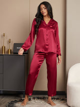 [Vin] SilkSilky-SE Long Sleeve Lapel Collar Dam Pyjama 001