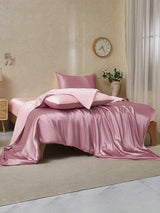 [BlekMauve+Ljusrosa] SilkSilky-SE 22Momme Rent Silke Bedding Set 002,