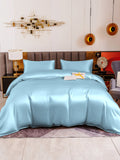 SilkSilky SE 19Momme Rent Silke Bedding Set Ljusblå 005