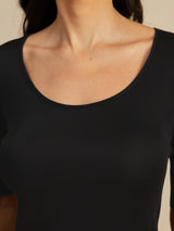 [Svart] SilkSilky-SE Half Sleeve Dam T-Shirt 006
