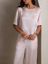 [Rosa] SilkSilky-SE Half Sleeve Round Neck Dam Pyjama 007