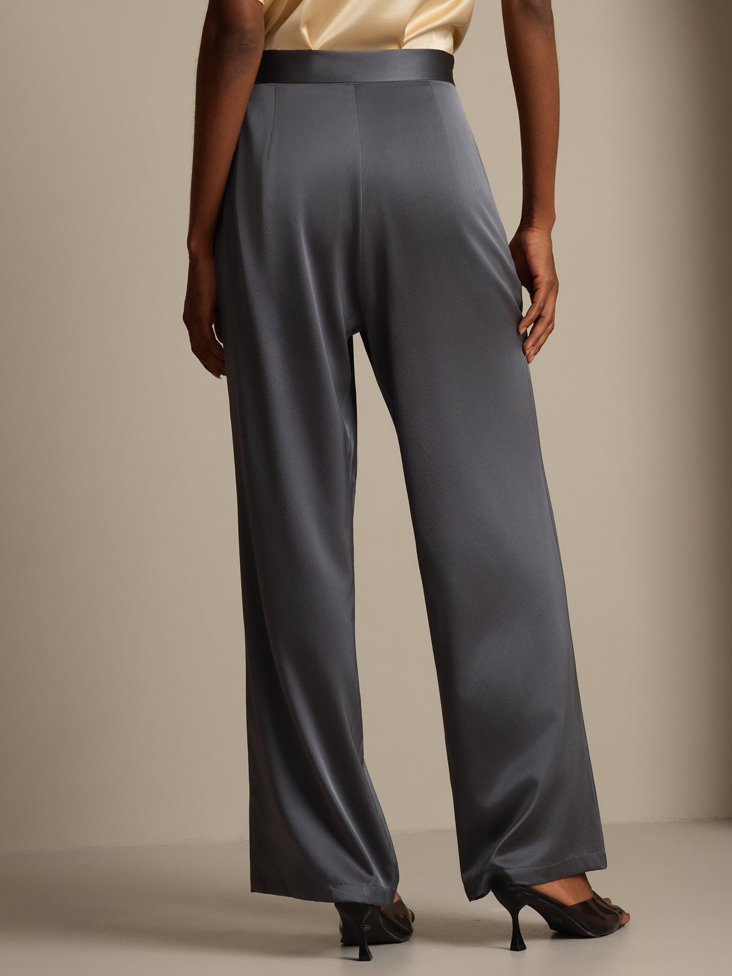 [Mörkgrå] SilkSilky-SE 19Momme Silke Womens Pants 002,