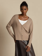 [Tan] SilkSilky-SE Long Sleeve Dam Cardigan 001