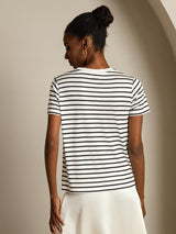 [Vit Rand] SilkSilky-SE Short Sleeve Crewkrage Dam T-Shirt 002