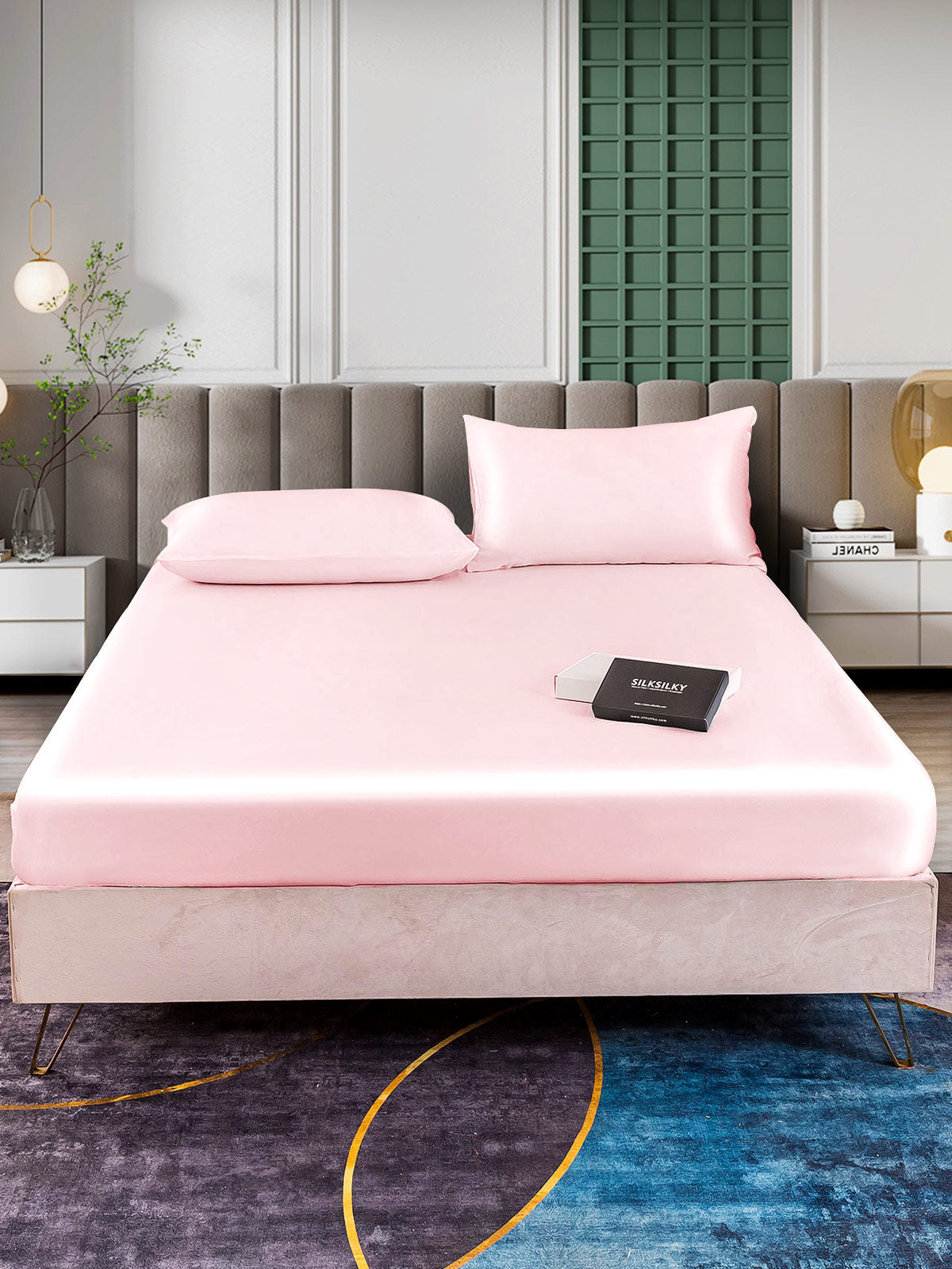 SilkSilky SE 25Momme Rent Silke Bedding Set Rosa 002