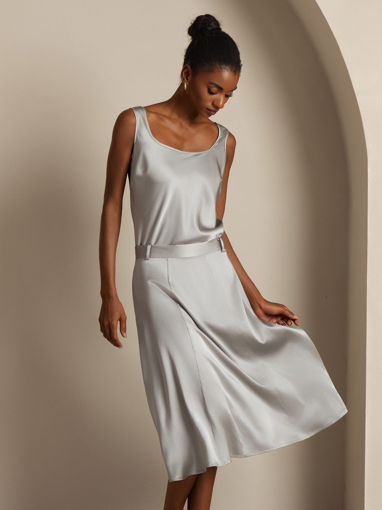 [Griffin Grå] SilkSilky-SE 19Momme Silke Camisoles 005,