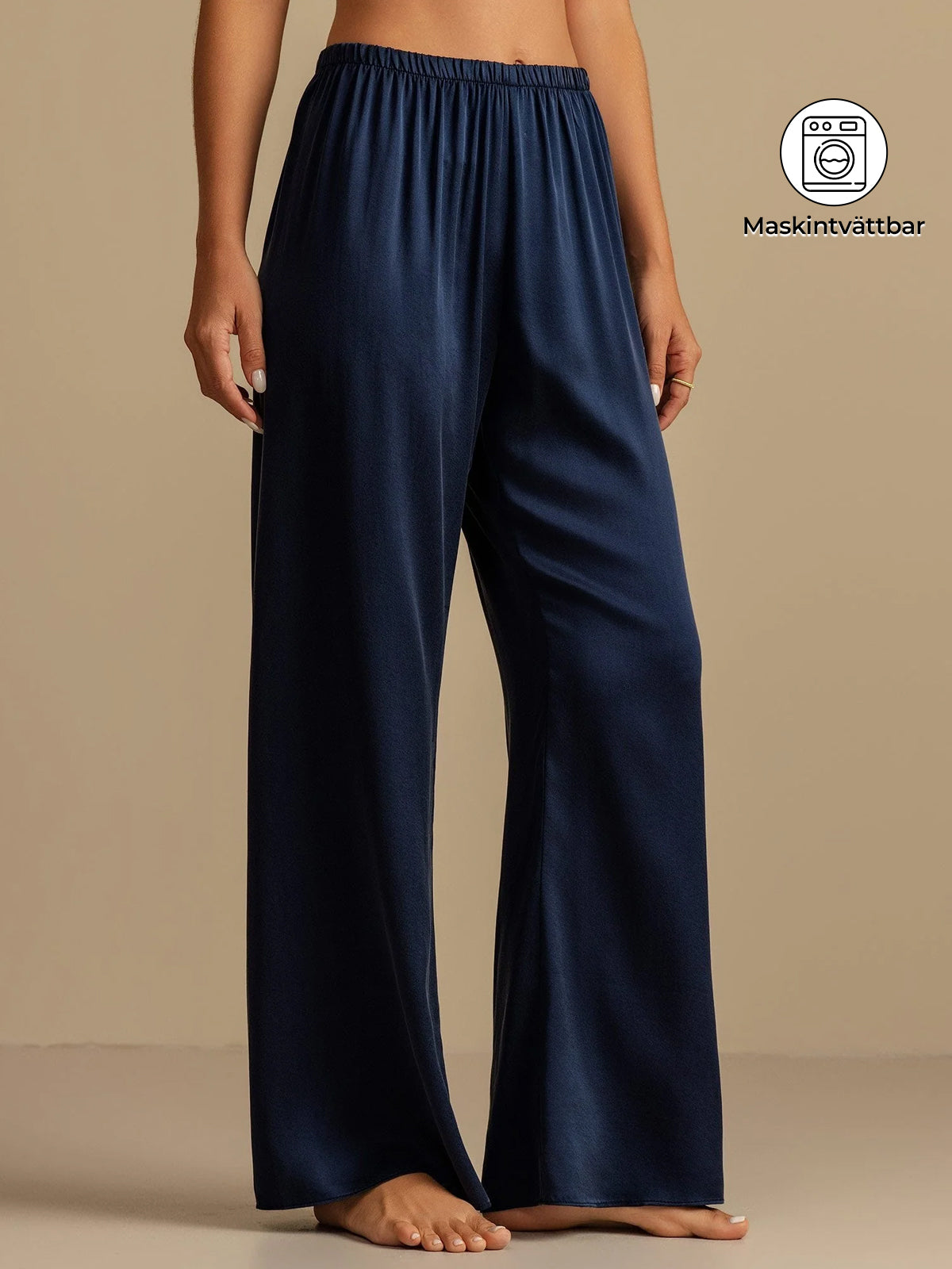 [Mörkblå] SilkSilky-SE 19Momme Silke Womens Sleep Bottoms 001