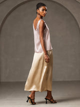 [Skugggrå] SilkSilky-SE Sleeveless V Neck Cami Toppar 003