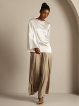 [Vit] SilkSilky-SE Long Sleeve Boat Neck Blus 008