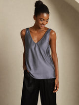 [Mörkgrå] SilkSilky-SE Sleeveless V Neck Cami Toppar 003