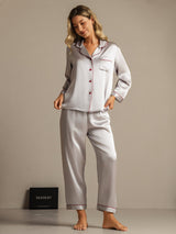 [Silver] SilkSilky-SE Lång Ärm Notchkrage Dam Pyjama 006