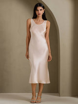 [Beige] SilkSilky-SE Sleeveless Klänning 001