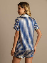 [Mörkblå] SilkSilky-SE Rent Silke Womens Pajamas 002,