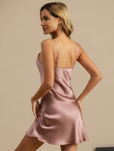 [Blek Mauve] SilkSilky-SE Spaghetti Strap V Neck Nattlinne 002