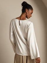 [Vit] SilkSilky-SE Long Sleeve Boat Neck Blus 002