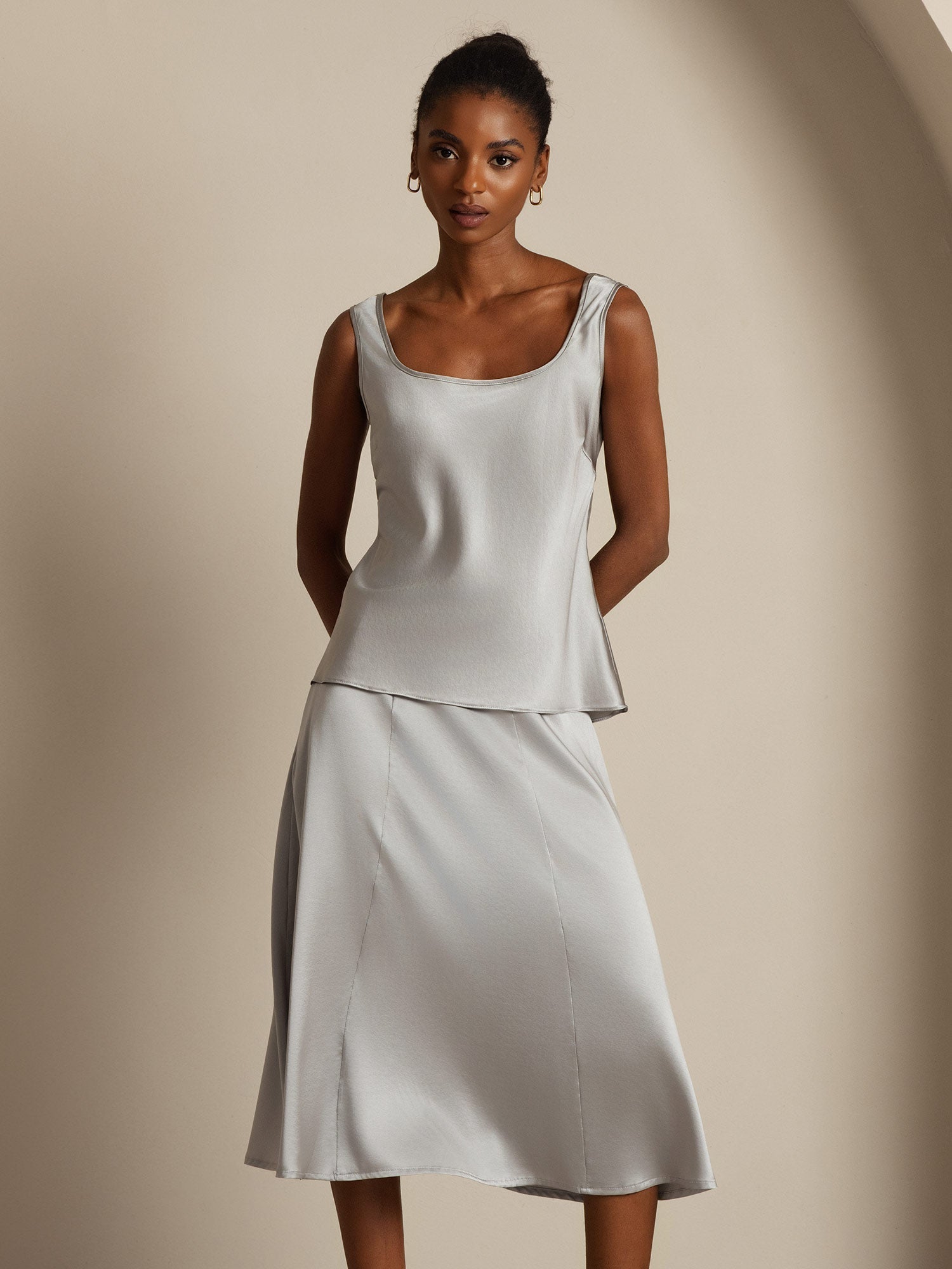 [Griffin Grå] SilkSilky-SE 19Momme Silke Camisoles 003,