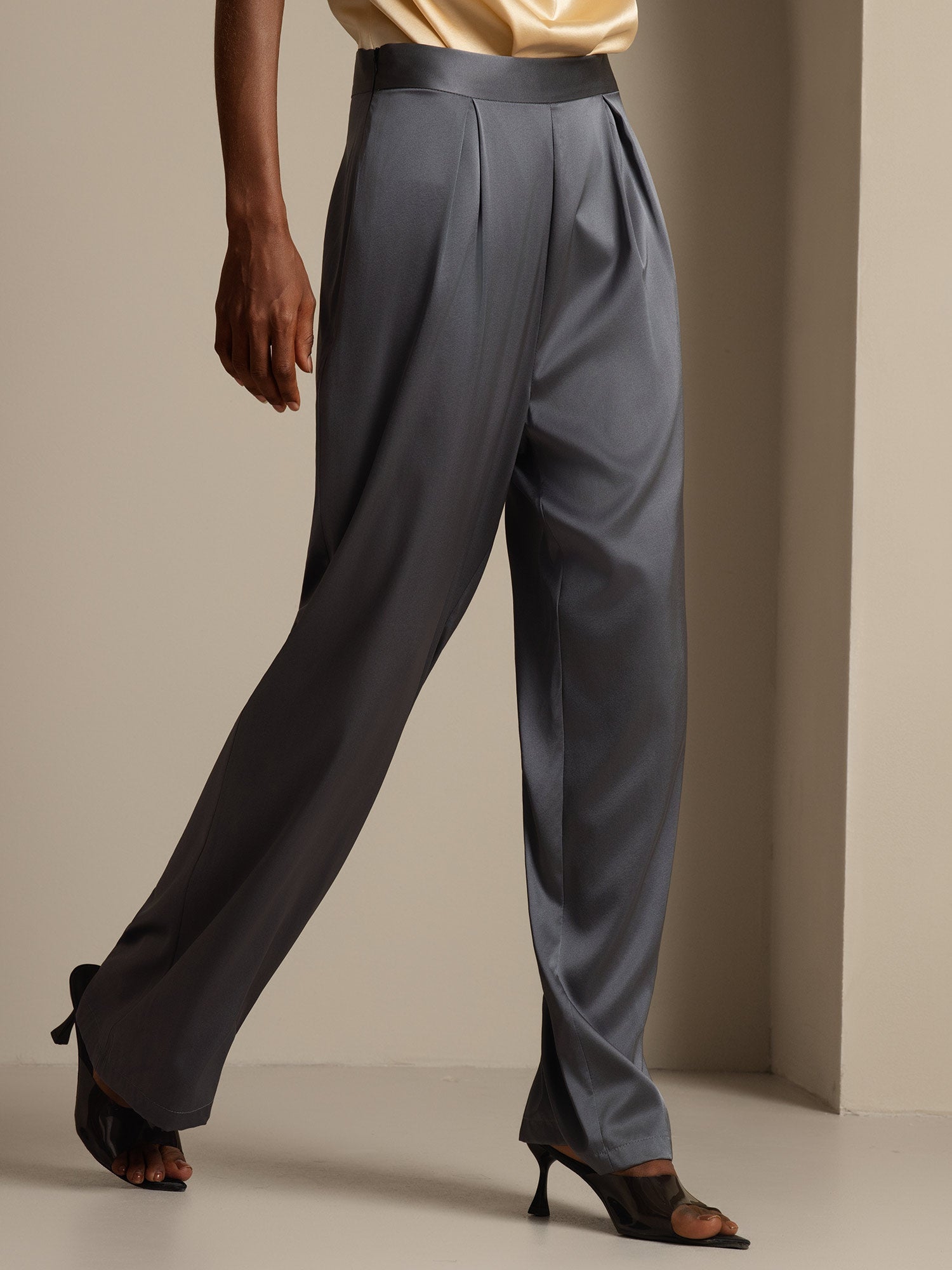 [Mörkgrå] SilkSilky-SE 19Momme Silke Womens Pants 006,