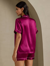 [Fuchsia] SilkSilky-SE Short Sleeve Lapel Collar Dam Pyjama 002