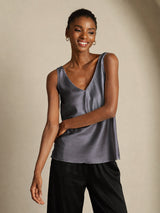 [Mörkgrå] SilkSilky-SE Sleeveless V Neck Cami Toppar 004