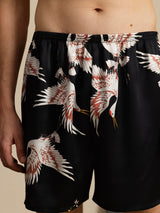 [Svart] SilkSilky-SE 19Momme Mens Sleep Bottoms 004