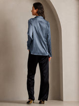 [Äkta Petrol] SilkSilky-SE Long Sleeve Lapel Collar Damskjorta 002