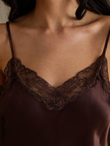 [Brun] SilkSilky-SE Spaghetti Strap V Neck Cami Toppar 004
