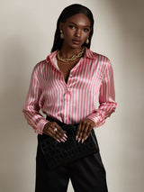 [Rosa Rand] SilkSilky-SE Long Sleeve Lapel Collar Damskjorta 006
