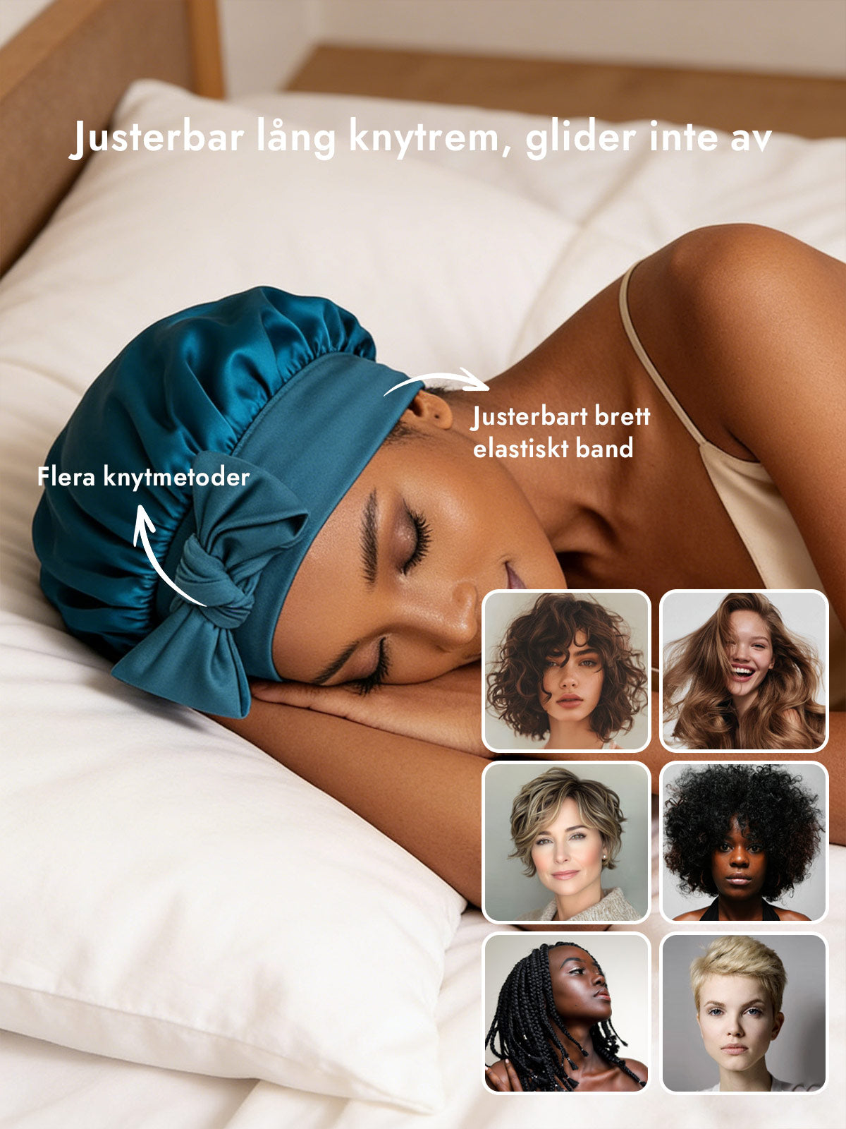 [Kungsblått] SilkSilky-SE Rent Silke Sleep Cap 004