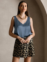 [Äkta Petrol] SilkSilky-SE Sleeveless V Neck Cami Toppar 008
