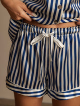 [Mörkblå] SilkSilky-SE Rent Silke Womens Pajamas 006,