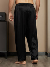 [Svart] SilkSilky-SE Rent Silke Mens Sleep Bottoms 002