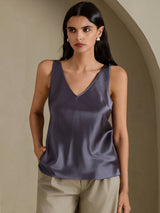 [Mörkgrå] SilkSilky-SE Sleeveless V Neck Cami Toppar 003