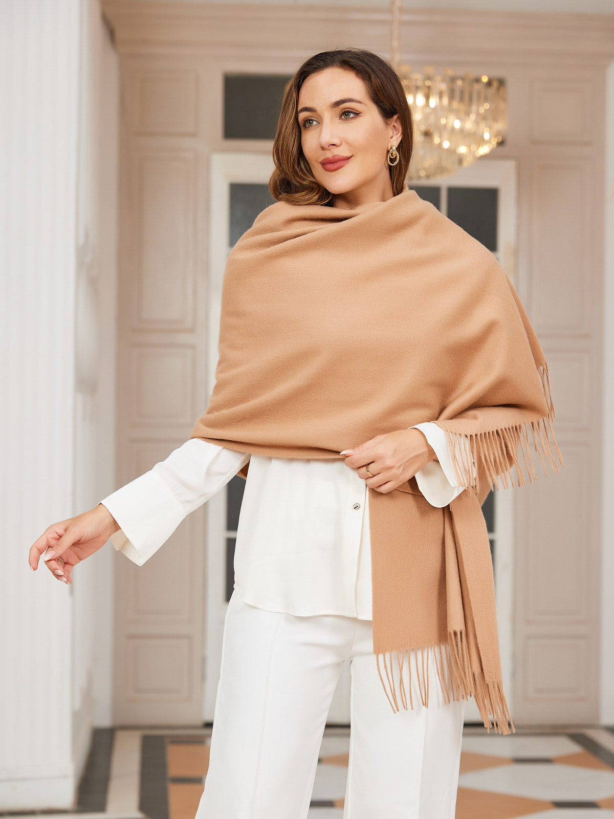 [Tan] SilkSilky-SE Ull Scarf 004