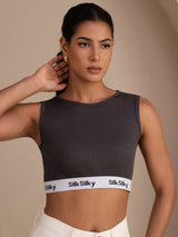 [Grå] SilkSilky-SE Sleeveless Crew Neck Cami Toppar 003