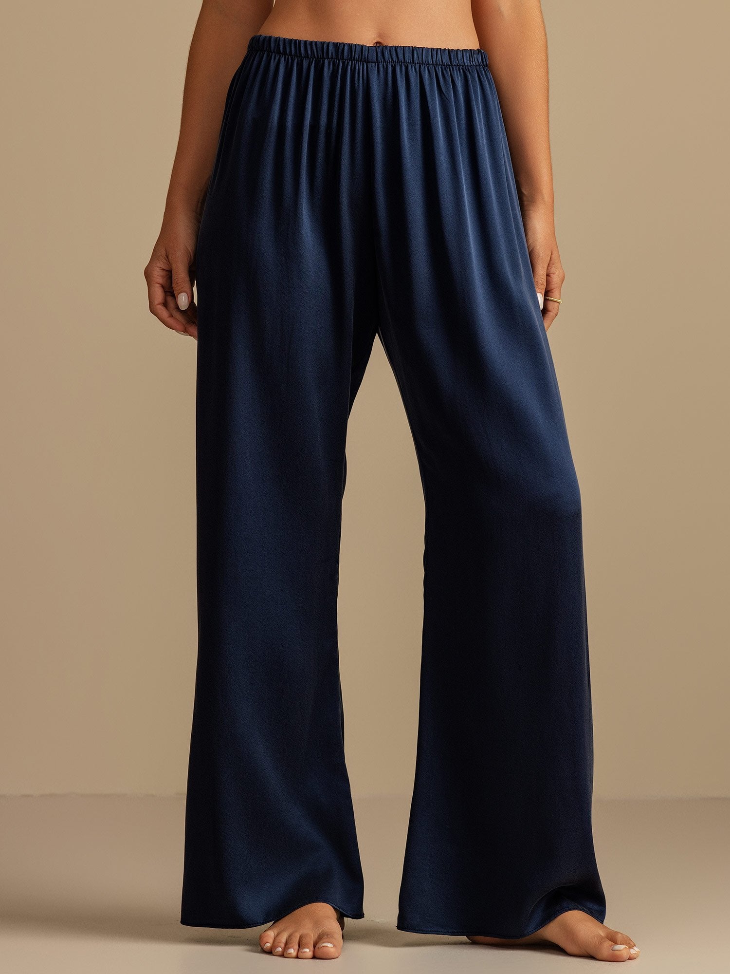 [Mörkblå] SilkSilky-SE 19Momme Silke Womens Sleep Bottoms 006,