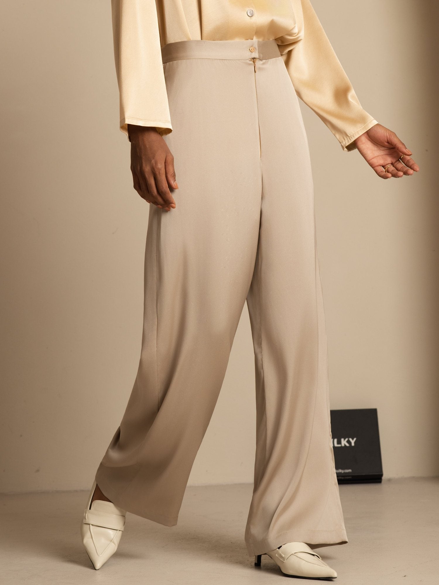 [Tan] SilkSilky-SE 19Momme Silke Womens Pants 003