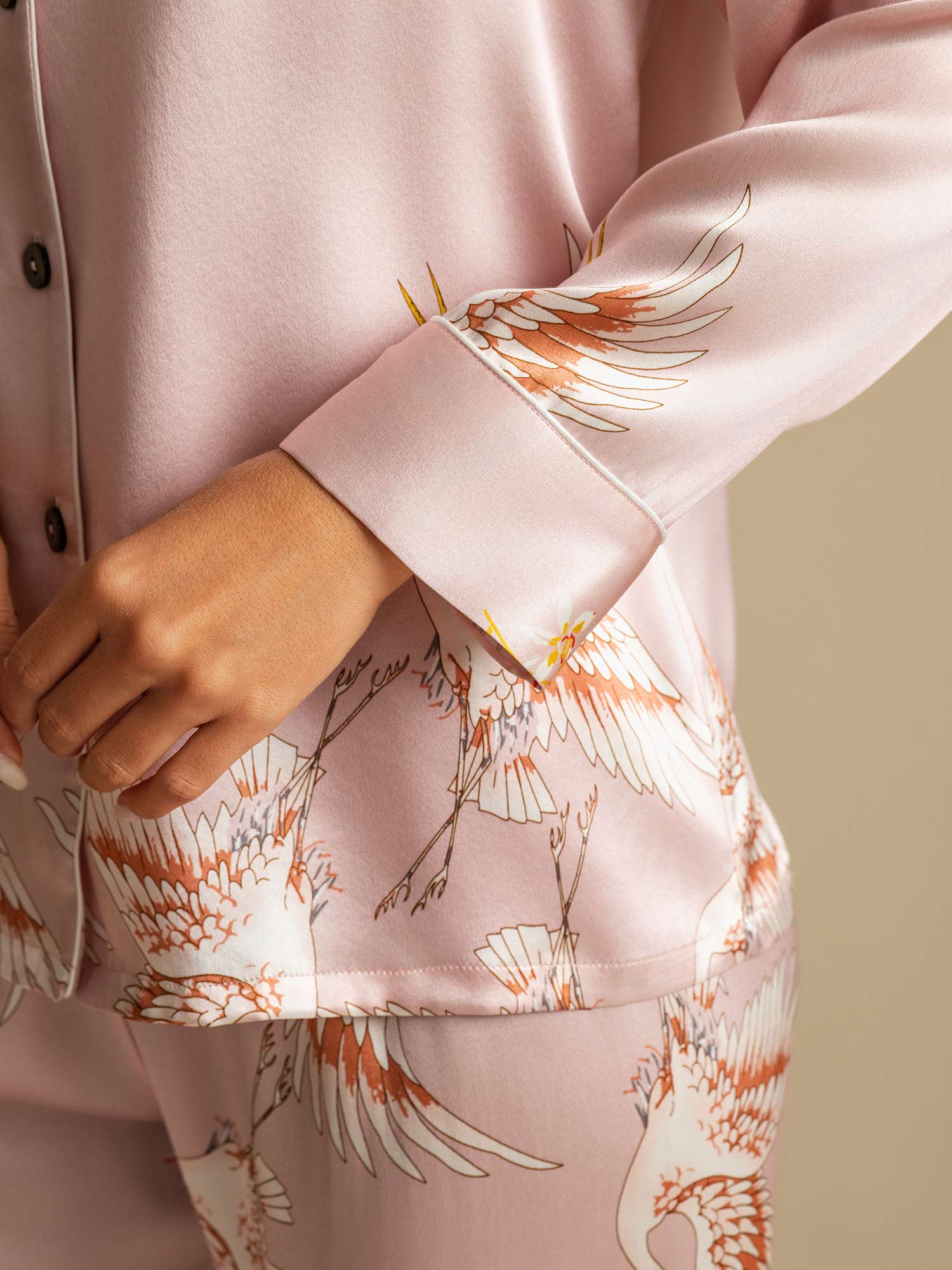 [Rosa] SilkSilky-SE 19Momme Lång Ärm Dam Pyjama 005