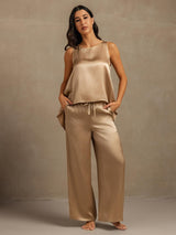 [Champagne] SilkSilky-SE Sleeveless Scoop Neck Cami Toppar 006