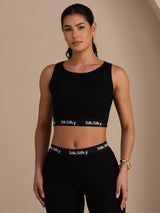 [Svart] SilkSilky-SE Sleeveless Crew Neck Women's Outfit Sets 004